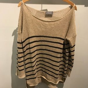 Wooden Ships Shoulder-less Knit Striped Sweater